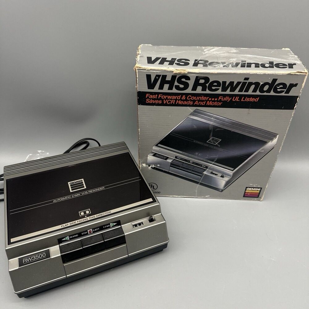 Gemini RW3500 Vintage 1991 Automatic 2-way VHS Rewinder FF Rewind W Original Box